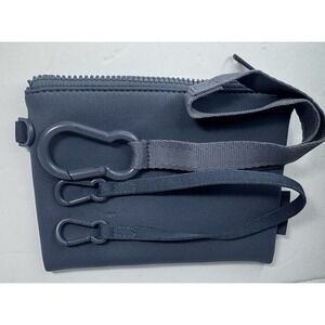 Dagne Dover Neoprene Zipper Pouch Blue Bag With Carabiner Straps